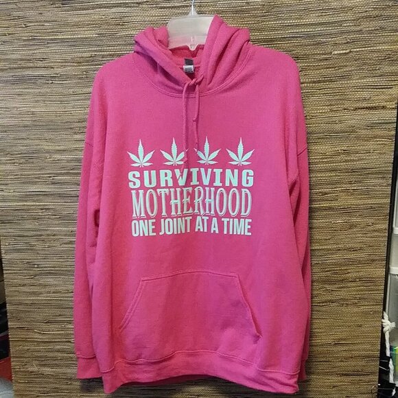 Hot Pink Hoodie XL – “Surviving Motherhood One Joint at a Time” | Savage Moms - Picture 2 of 13